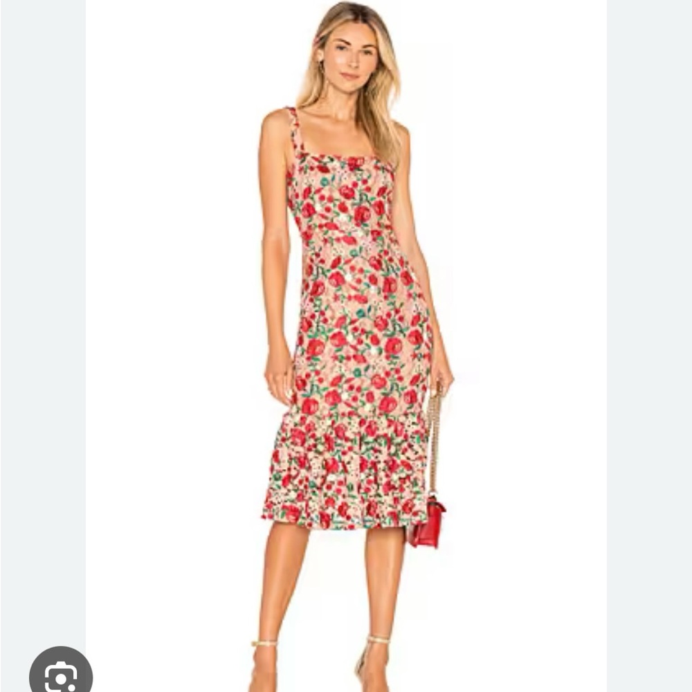 LOVERS + FRIENDS Floral Crochet Midi Dress
